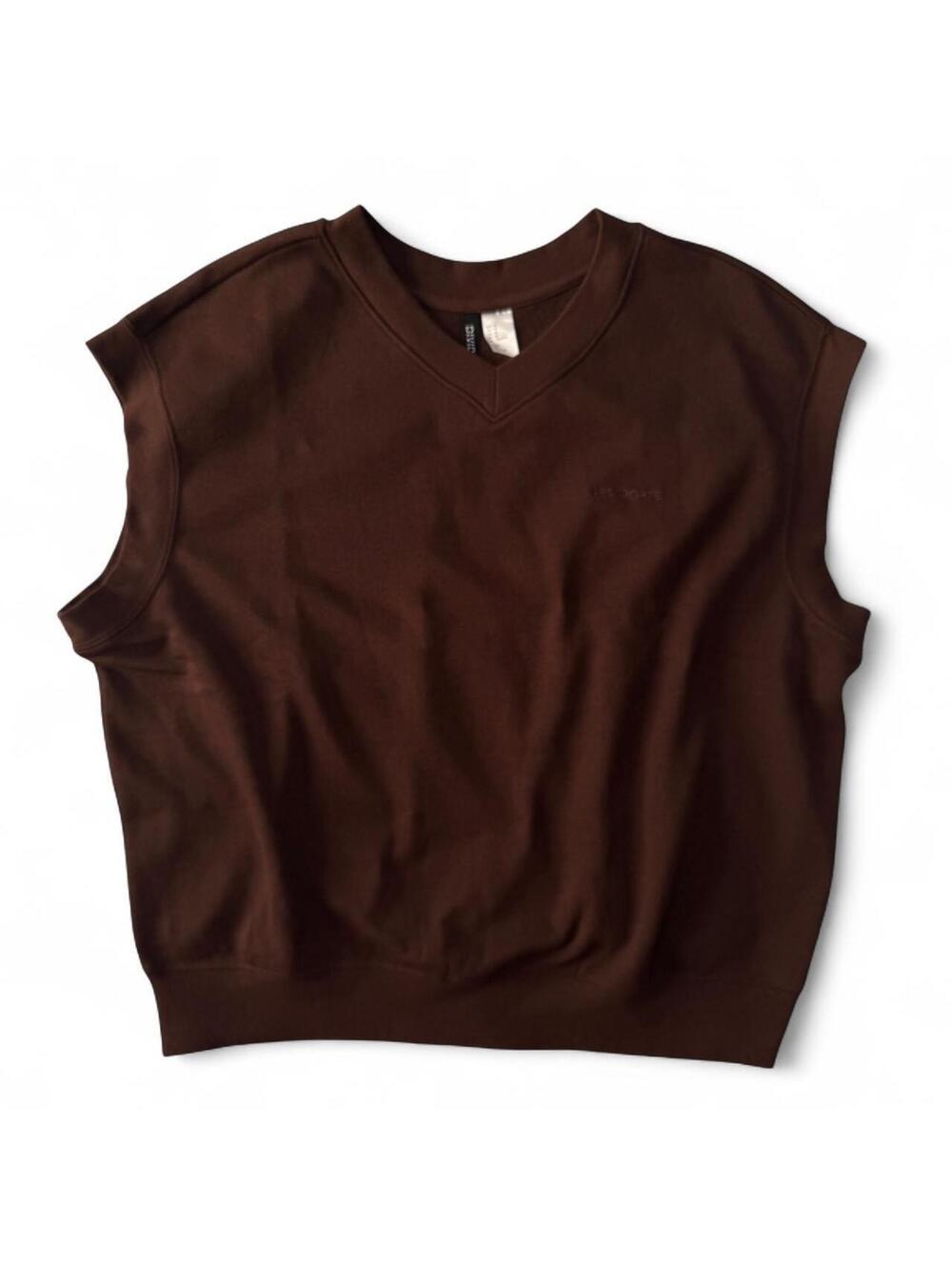 Vintage Preppy Boxy V-Neck Brown Lightweight Minimalist Sweater Vest Size M
